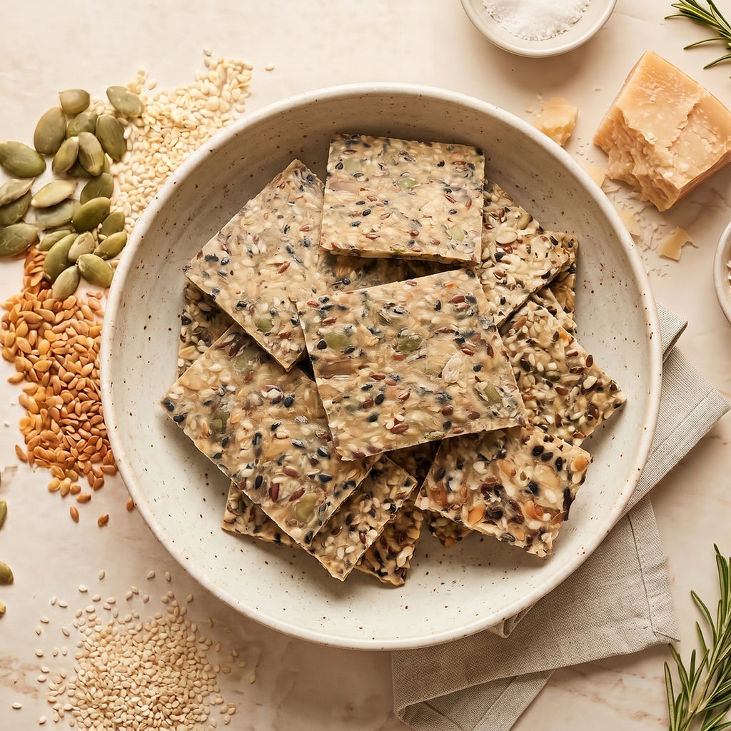 Parmesan Seeded Sourdough Crackers
